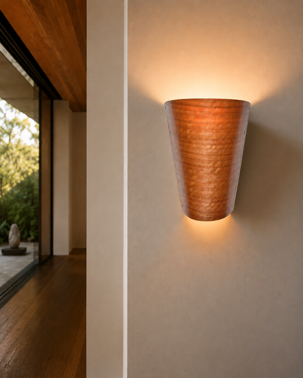 Timber Veneer Half Cone Wall Lights